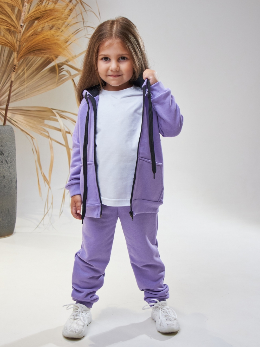 328-Л. Костюм детский  на молнии, лиловый, хлопок 65%, 35% ПЭ, 3-х нитка без начеса 98,104,110,116