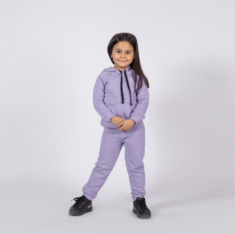 296-СР. Свитшот с капюшоном  + Штаны, хлопок 65%, 35% ПЭ, 3-х нитка (начес) сирень 98,104,110,116