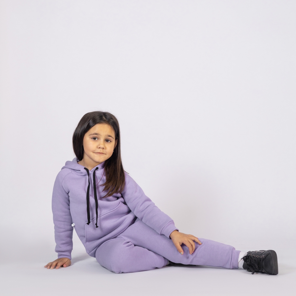 296-СР. Свитшот с капюшоном  + Штаны, хлопок 65%, 35% ПЭ, 3-х нитка (начес) сирень 80,86,92