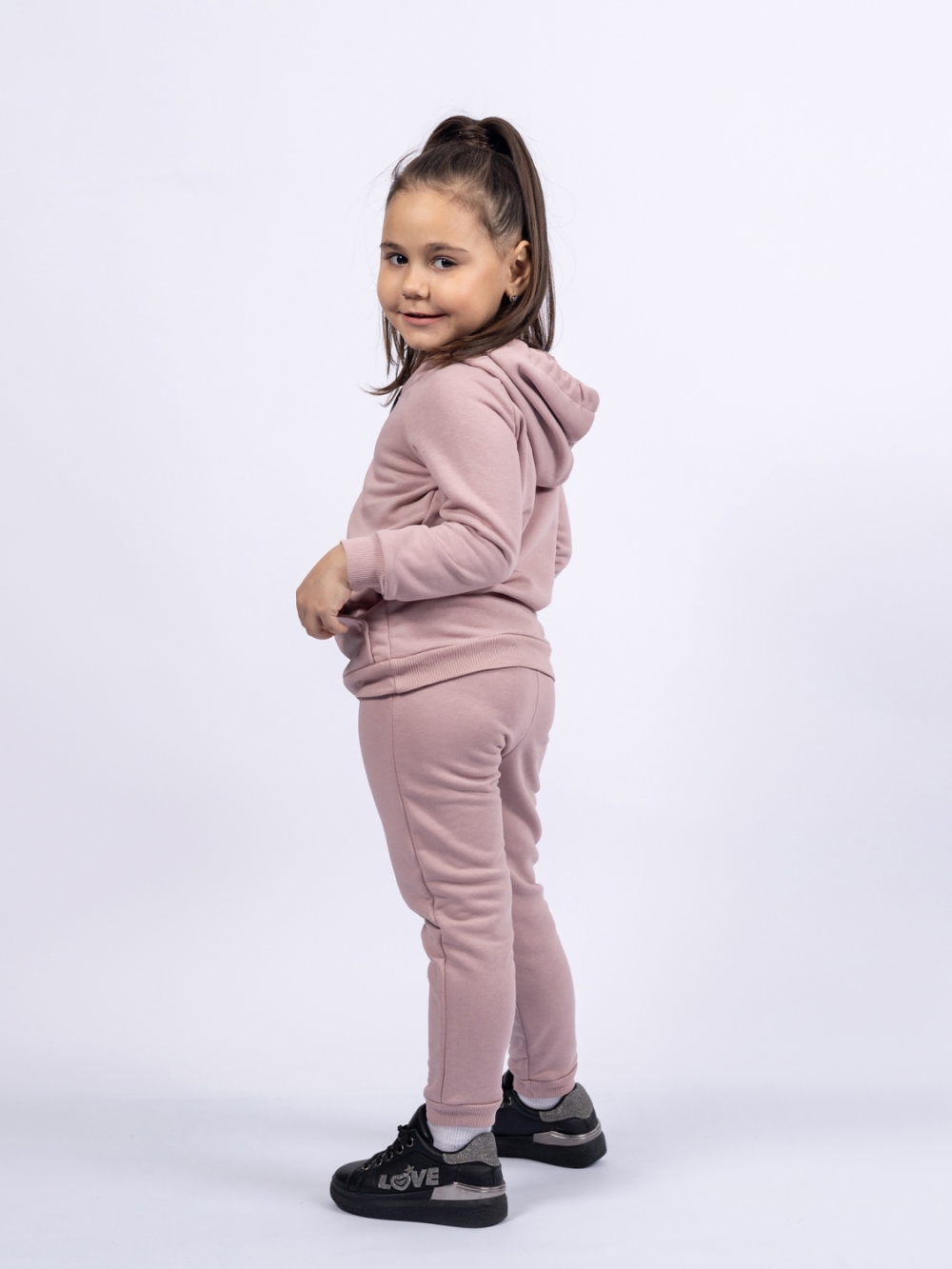 311-ПУ. Свитшот с капюшоном + Штаны, хлопок 65%, 35% ПЭ, 3-х нитка ( без начеса) пудра 98,104,110,116