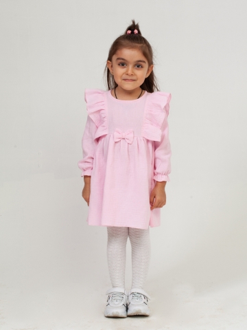 Купить 321-Р. Платье из муслина детское, хлопок 100% розовый, р. 98,104,110,116 в Ипатово